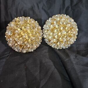 Vintage Style Gold plated faux crystal and bead set of 2 decorative bowl Fillers